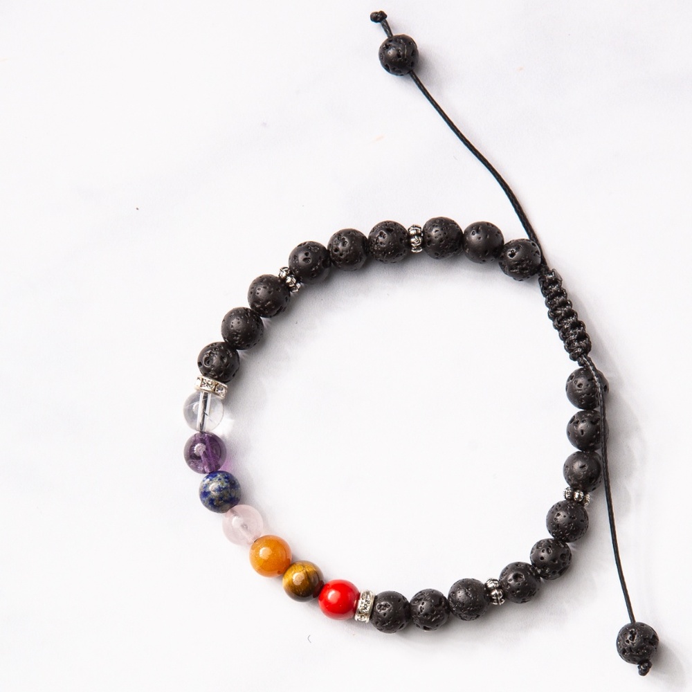 Chakra Lava Bead Oil Diffusion Mala Bracelet